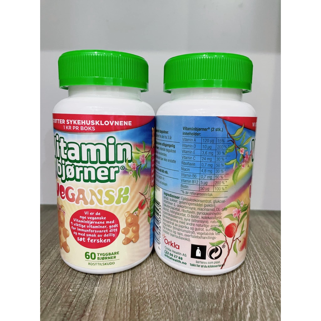 Vitamin  tổng hợp  kẹo dẻo hình chú gấu Bjorner Na Uy hộp 60 viên