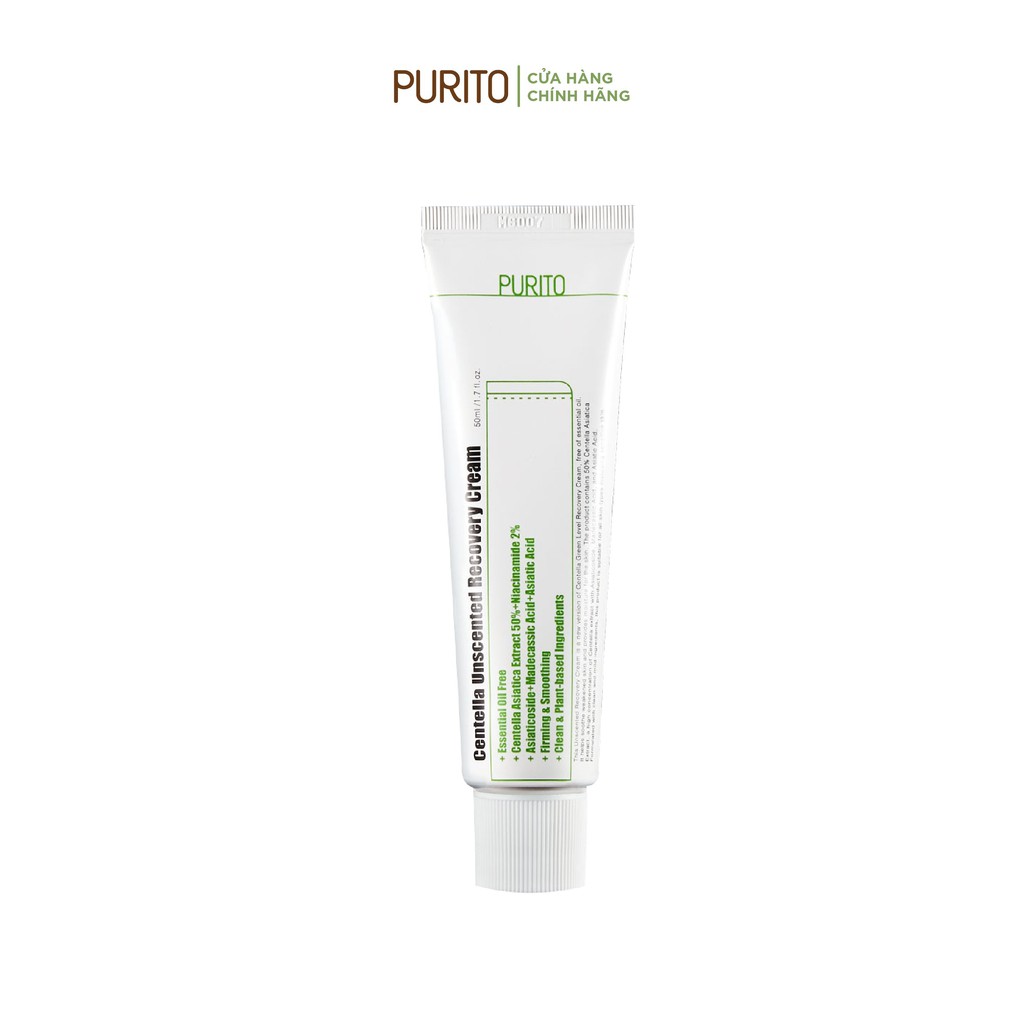 Kem dưỡng rau má không chứa hương liệu PURITO Centella Unscented Recovery Cream 50ml