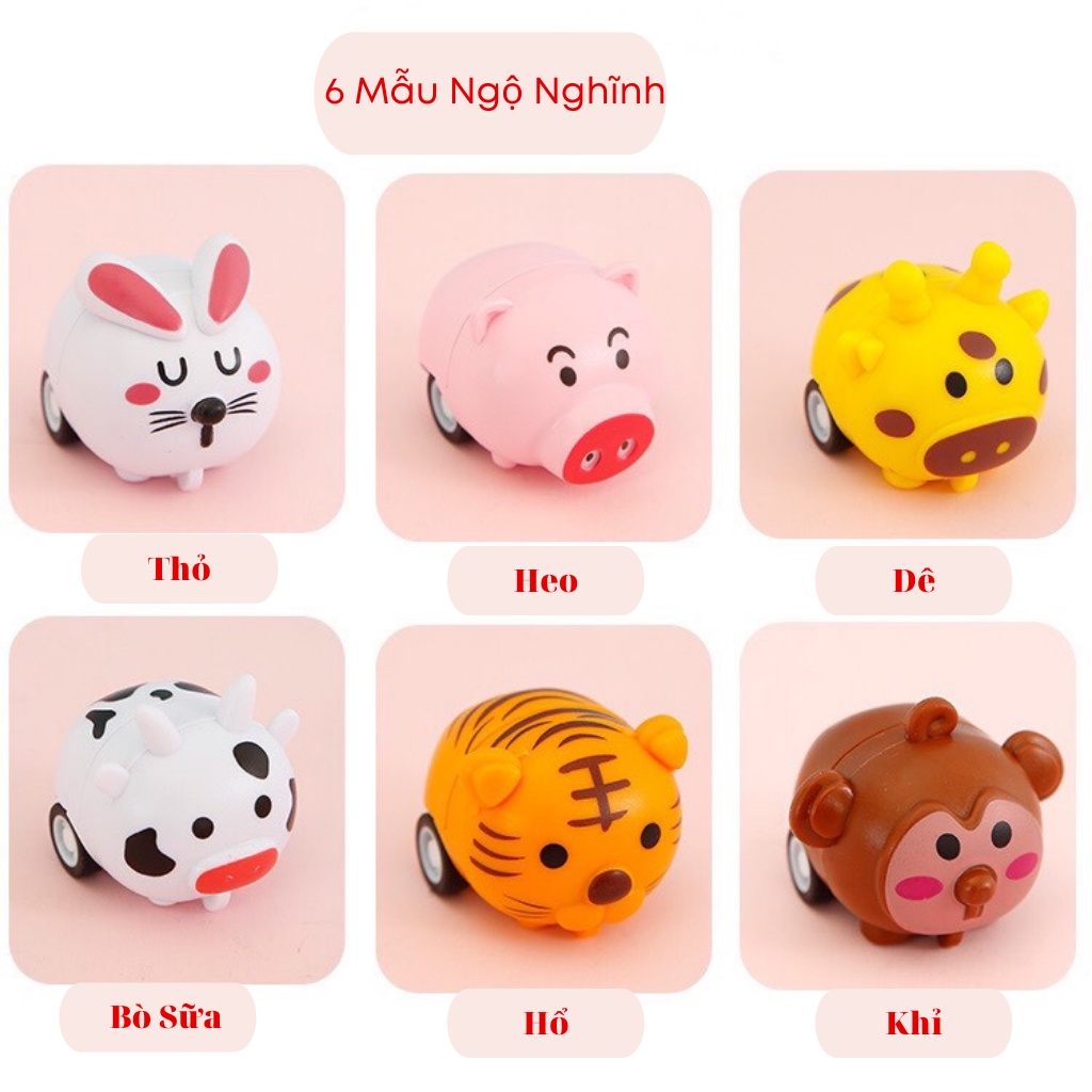 Đồ Chơi Trẻ Em Xe Chạy Cót Mini Hình Thú Ngộ Nghĩnh-6 Mẫu Các Con Thú Quen Thuộc Cho Bé Khám Phá Thế Giới Sóc_Toystore