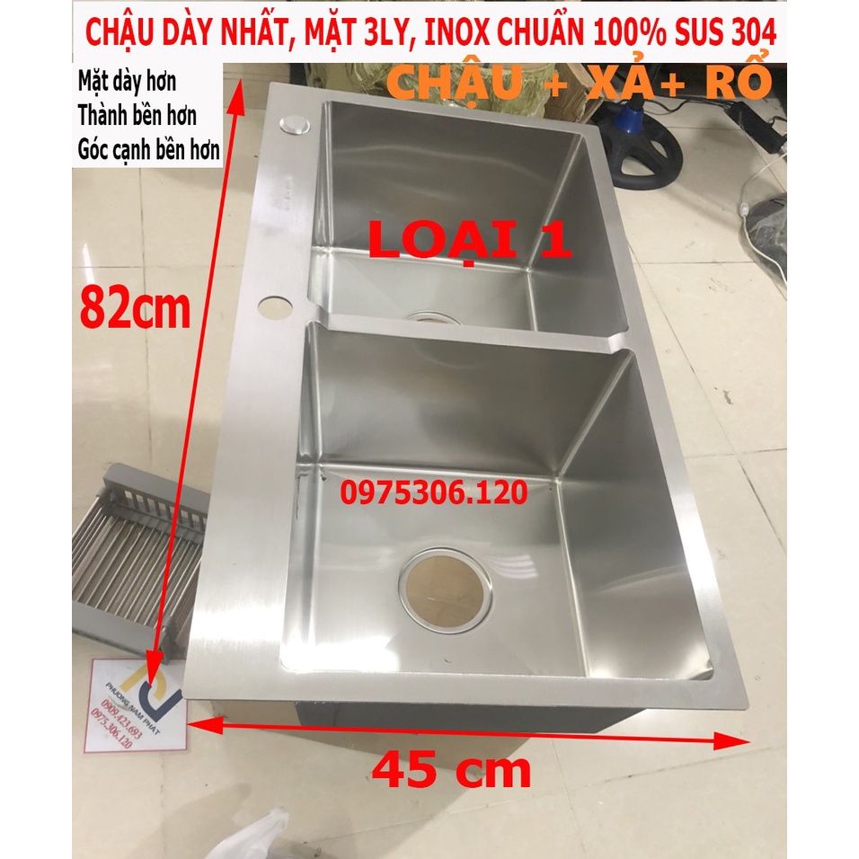 Chậu Rửa Chén Bát INOX SUS 304 N5 8245 a1 NA.GRAND HÀNG CAO CẤP NHẤT MẶT DÀY 3LY HÀNG BAO XÀI