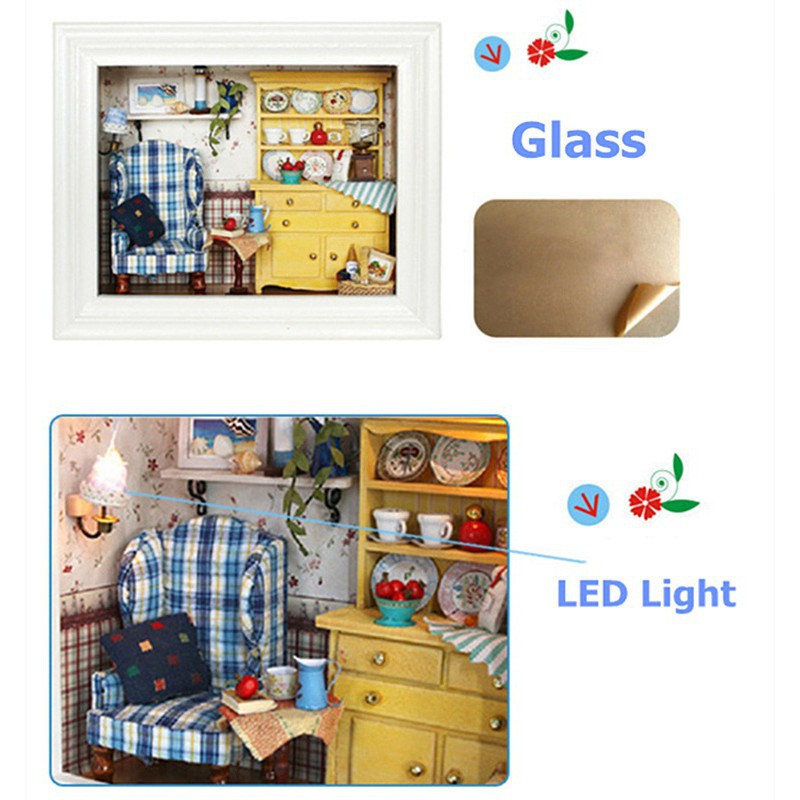 Khung Ảnh Gỗ 3d Có Đèn Led Trang Trí Nhà Búp Bê