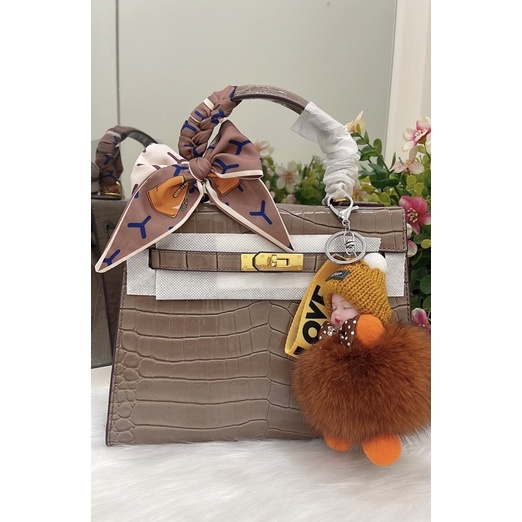 M6330 Túi xách HM KELLY da răn size 25 kèm khăn