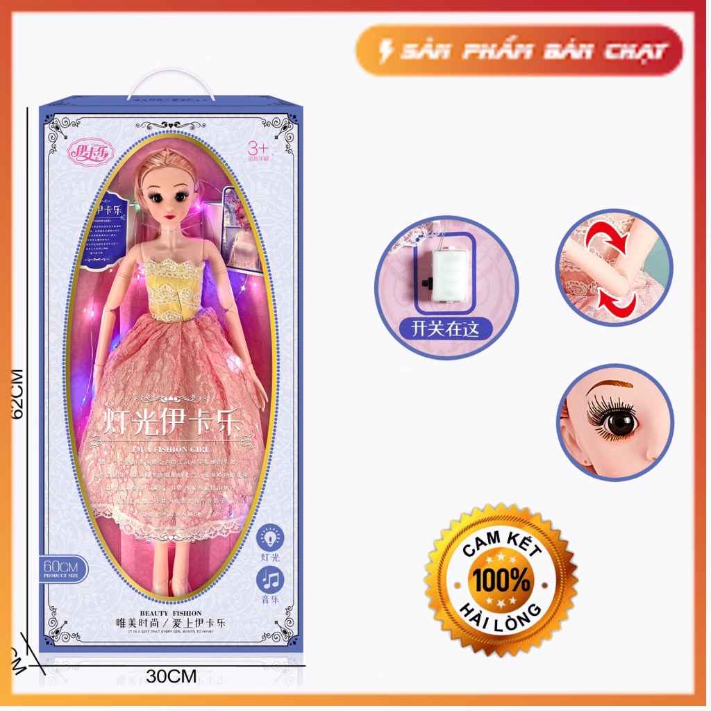 Đồ Chơi Búp Bê Cao Cấp ,Búp Bê Barbie Mắt 3D Với Size Khủng 60cm Quà Tặng Thú Vị Cho Các Bé Gái