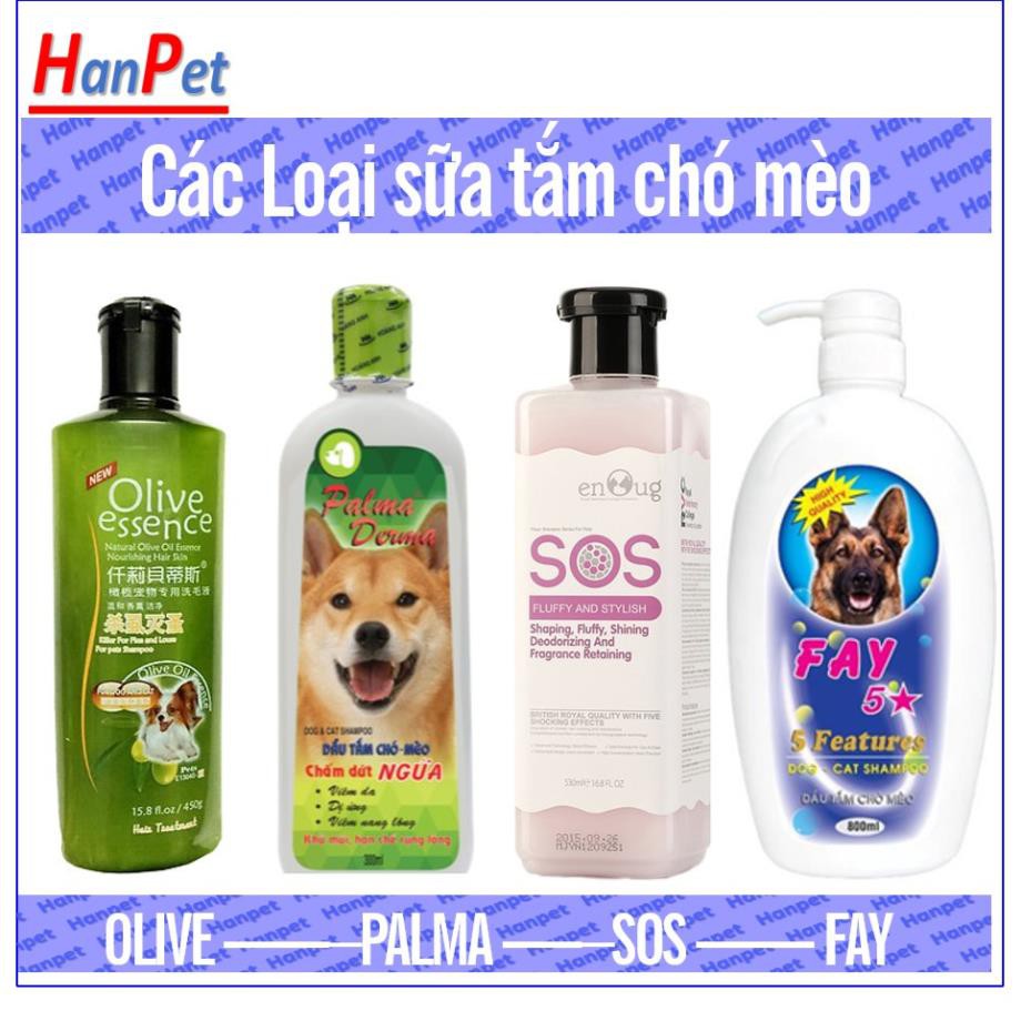 Hanpet.GV- Sữa Tắm cho chó mèo (4 loại Palma SOS Olive Fay) có thể dùng làm dầu gội đầu chó hoặc sữa tắm chó