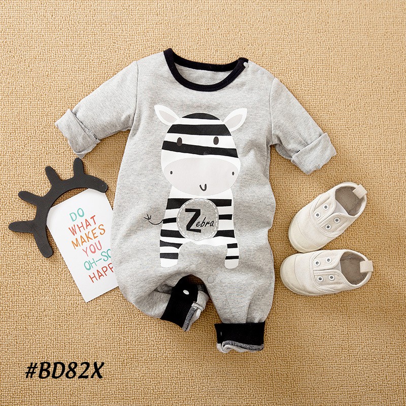 Bodysuit bé sơ sinh, áo sơ sinh cho bé từ 1 tháng đến 1 tuổi họa tiết xinh dễ thương chất liệu cotton 100% cao cấp BD082