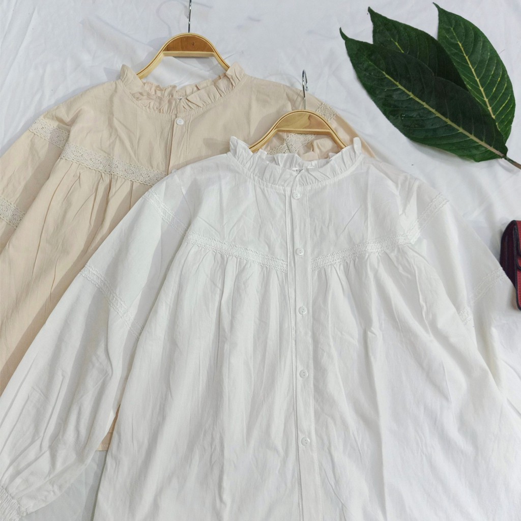 Áo babydoll cổ bèo tay chun tiểu thư Ulzzang (hàng QC) - Ảnh thật 1000% | BigBuy360 - bigbuy360.vn