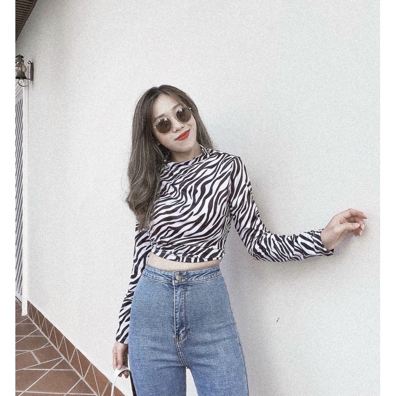 ÁO CROPTOP BEO NGỰA VẰN HỞ LƯNG ĐAN DÂY CỘT NƠ EO TAY DÀI KÈM ẢNH THẬT