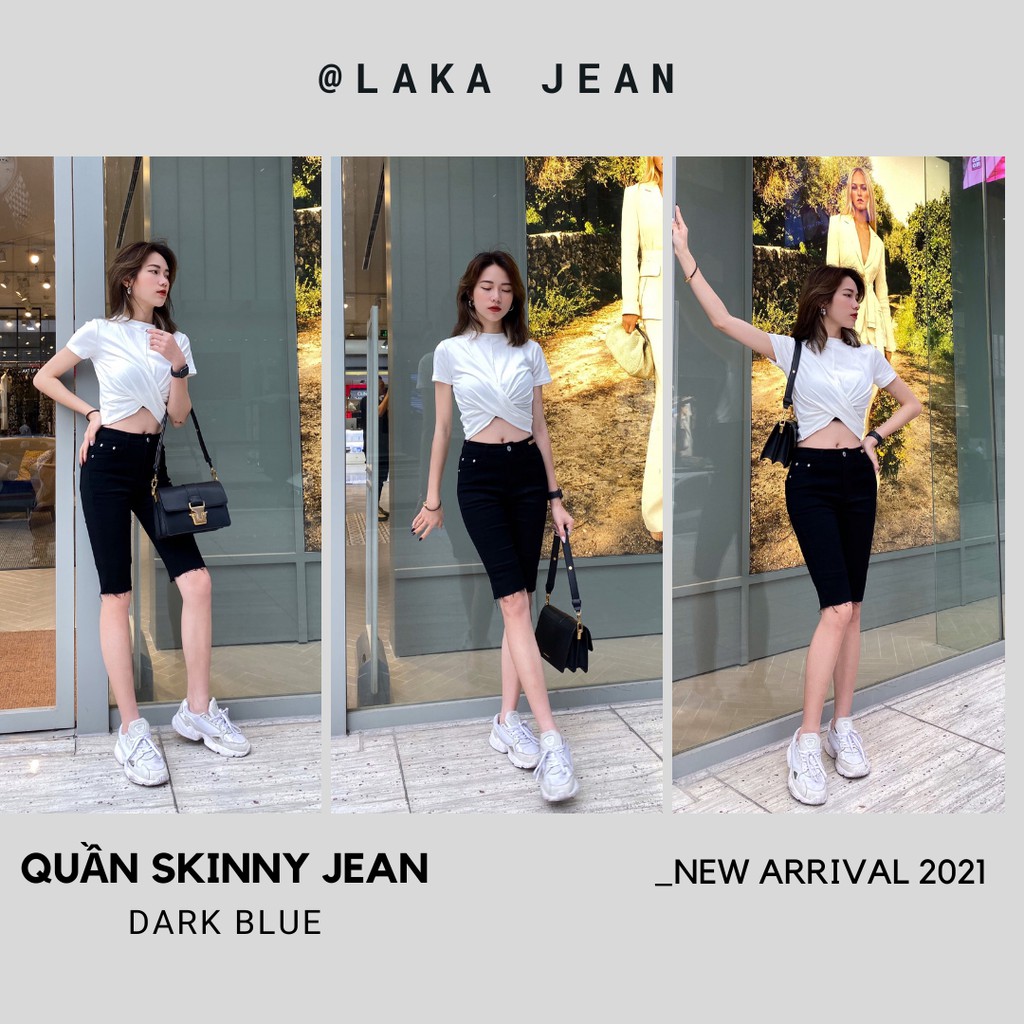 [Hàng Loại 1] Quần Jeans Lửng Nữ Màu Đen Co Giãn, Quần Ngố Jean Đùi Nữ Trơn Basic