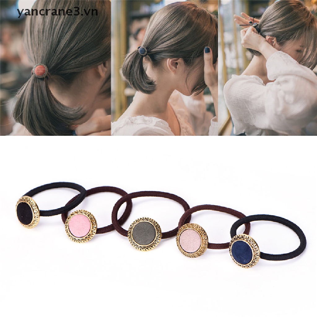 Băng Đô Cài Tóc Co Giãn Đính Nút Phong Cách Vintage Cho Nữ Hot {yancrane3.vn}