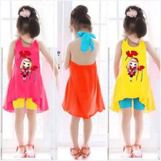 Set đồ bộ cho bé gái. vải thun cotton 4c co giản thoải mái. size 10kg đến 30kg. áo phom dài quần legging................