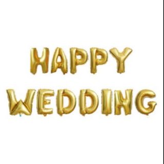 (4 MÀU )Bóng happy wedding màu vàng màu hồng màu bạc màu xanh