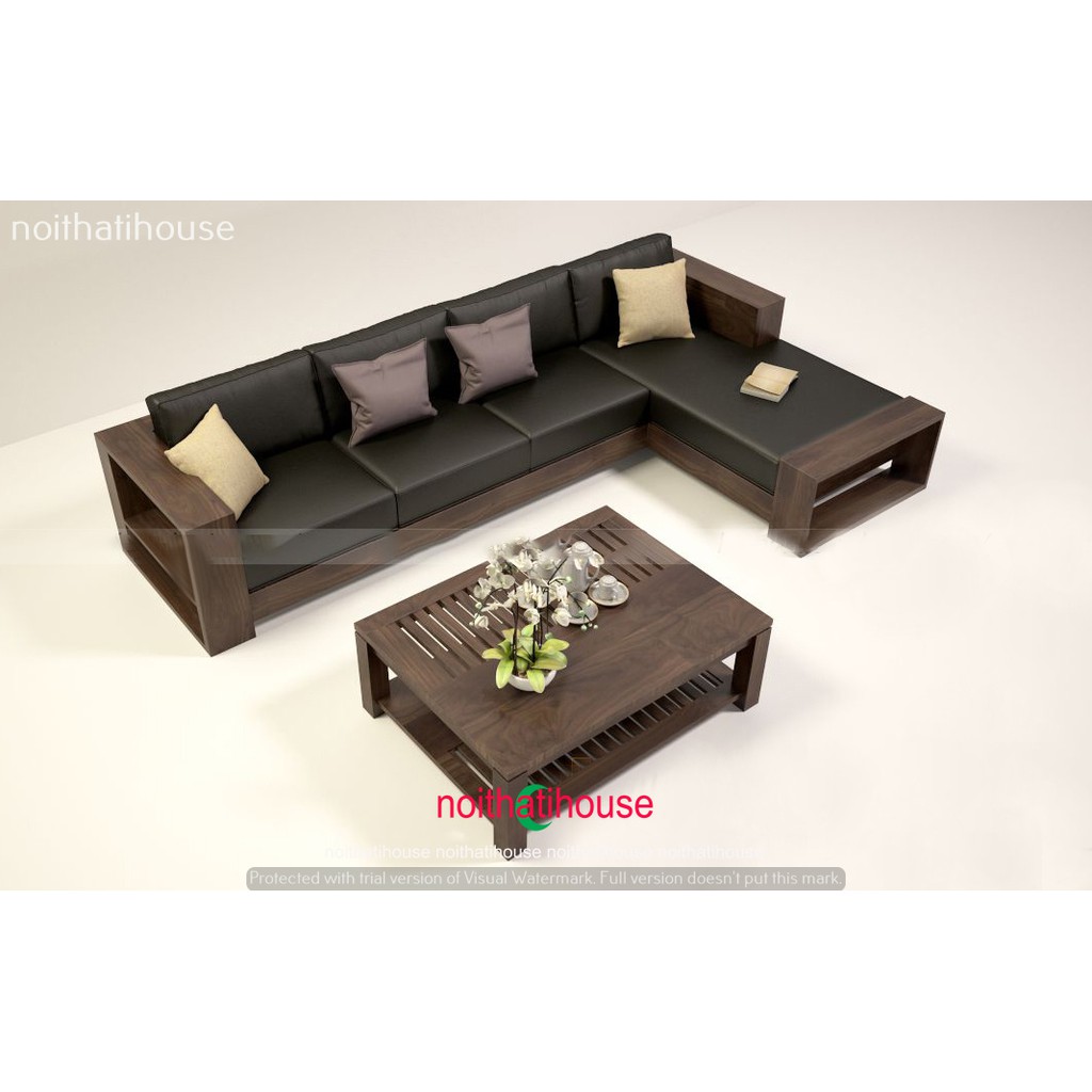 sofa gỗ chữ L - Lựa chọn hoàn hảo với sofa gỗ cho phòng khách vừa