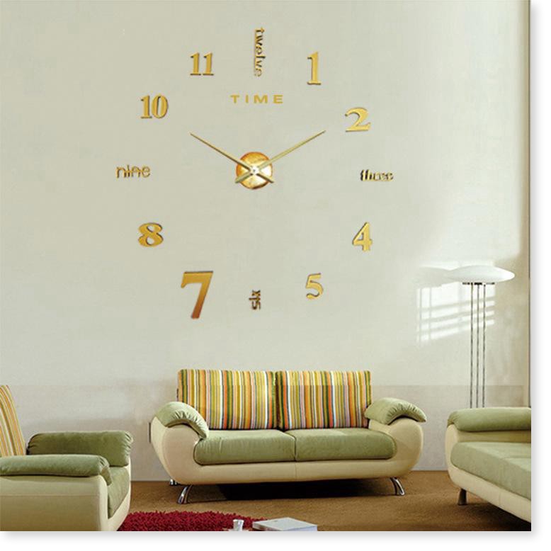 Đồng hồ dán tường siêu chất  BH 1 THÁNG    Đồng hồ treo tường tráng gương xen chữ (loại lớn), có thể tùy chỉnh theo