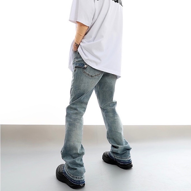 Quần jeans loe dáng skinny xả lai phong cách Streetwear Brokeboiz