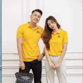 Áo đôi polo màu vàng nam nữ, áo phông vải thấm hút mồ hôi