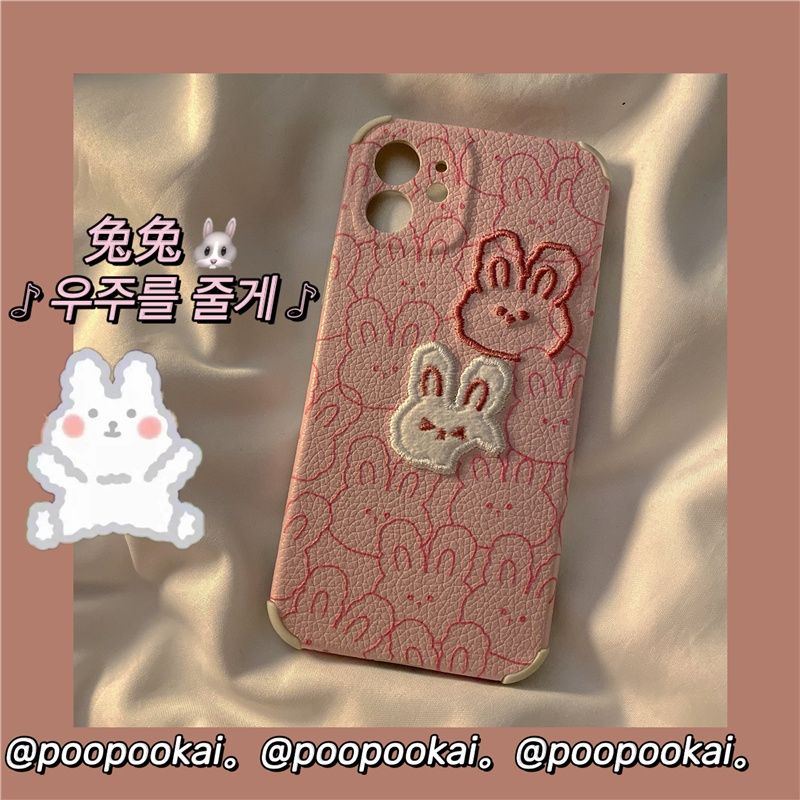 Ốp điện thoại thêu thỏ hoạt hình cho iPhone 7/7p/8/8p/x/xs/xr/xsmax/11/12/pro/promax