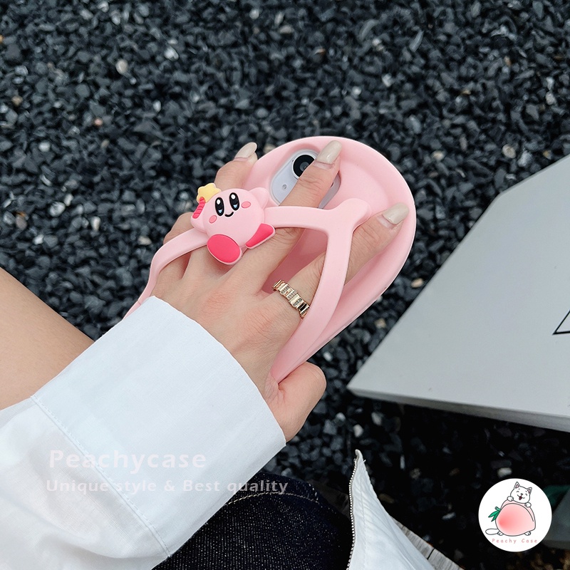 Ốp Điện Thoại Silicon TPU Mềm Nắp Lật Chống Rơi Hình Kirby Màu Hồng Cho iPhone 15 14 13 Mini 12 Pro Max 11 Xr Xs Max X 7 8 Plus 12 Mini
