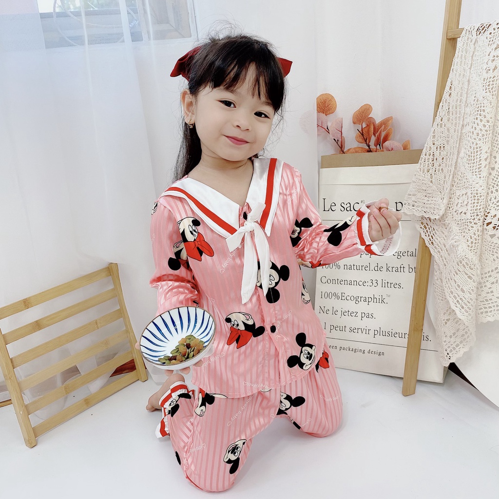 Bộ Quần Áo Mặc Nhà Cho Bé Gái Pijama Lụa Tiểu Thư - BPN18 - Babi mama