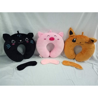 Bộ gối kê cổ + bịt mắt Hali ĐỦ LOẠI (trang trí hình thú Heo hồng, totoro...)