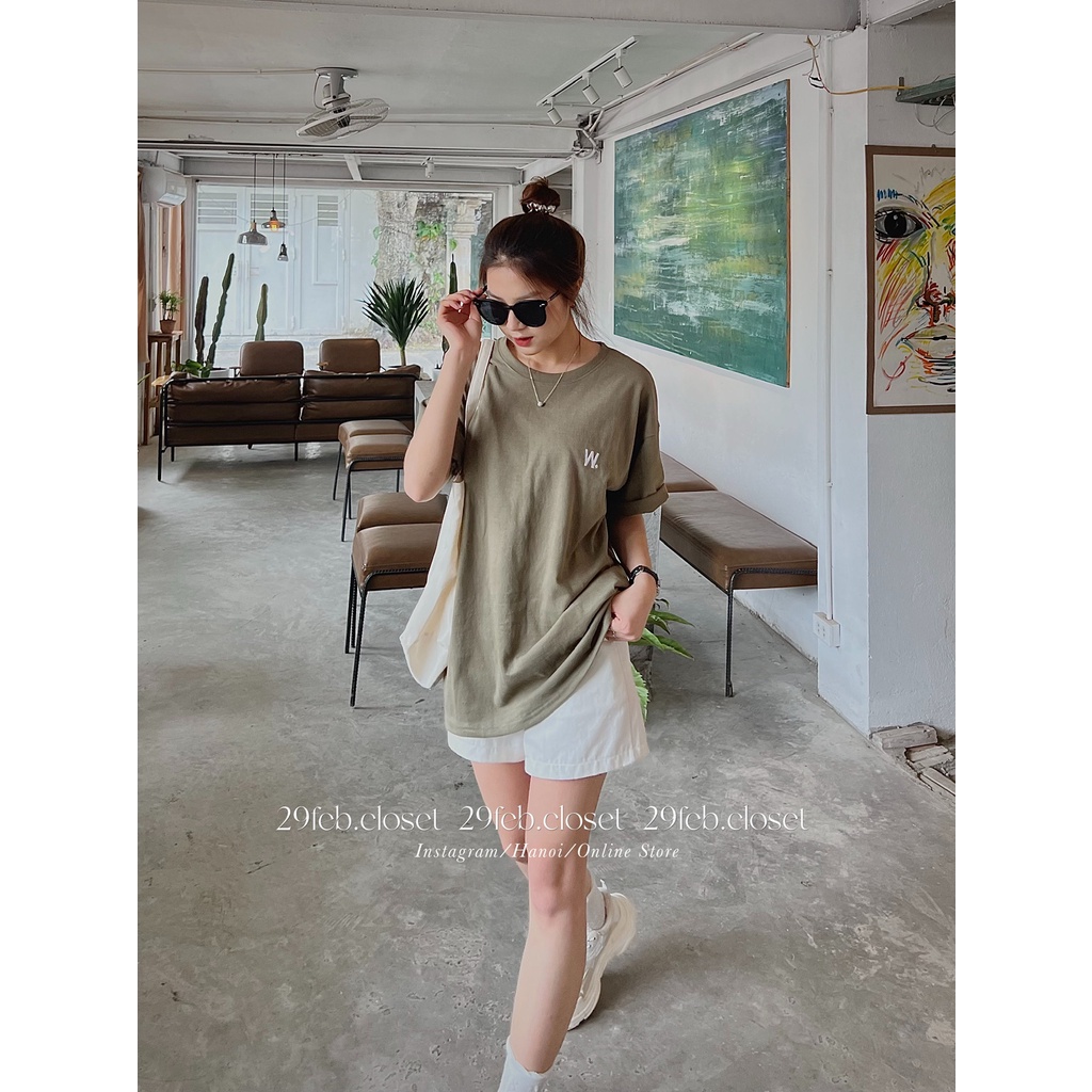 [Mã SKAMFSW175 giảm 10K đơn 50K] [Ảnh thật/Video] Áo phông oversize thêu W tag 3158, mặc đôi nam nữ- 29feb.closet - A35 | BigBuy360 - bigbuy360.vn