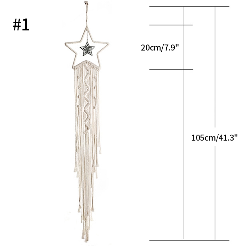 Dreamcatcher Hình Mặt Trăng Làm Thủ Công Có Đèn Trang Trí Phong Cách Bắc Âu