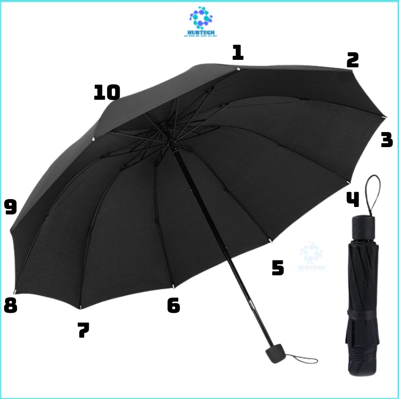 Ô che mưa nắng tự động 10 nan - Dù che mưa nắng gấp gọn phủ lớp chống tia UV nhiều màu