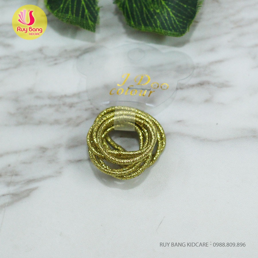 Dây buộc tóc trẻ em óng ánh JD - Vỉ 10 chiếc