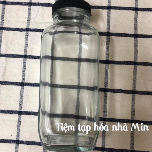 Chai thủy tinh hình vuông, nắp nhựa 500ml đựng nước ép hoa quả, sữa hạt, f2 kombucha, water kefir