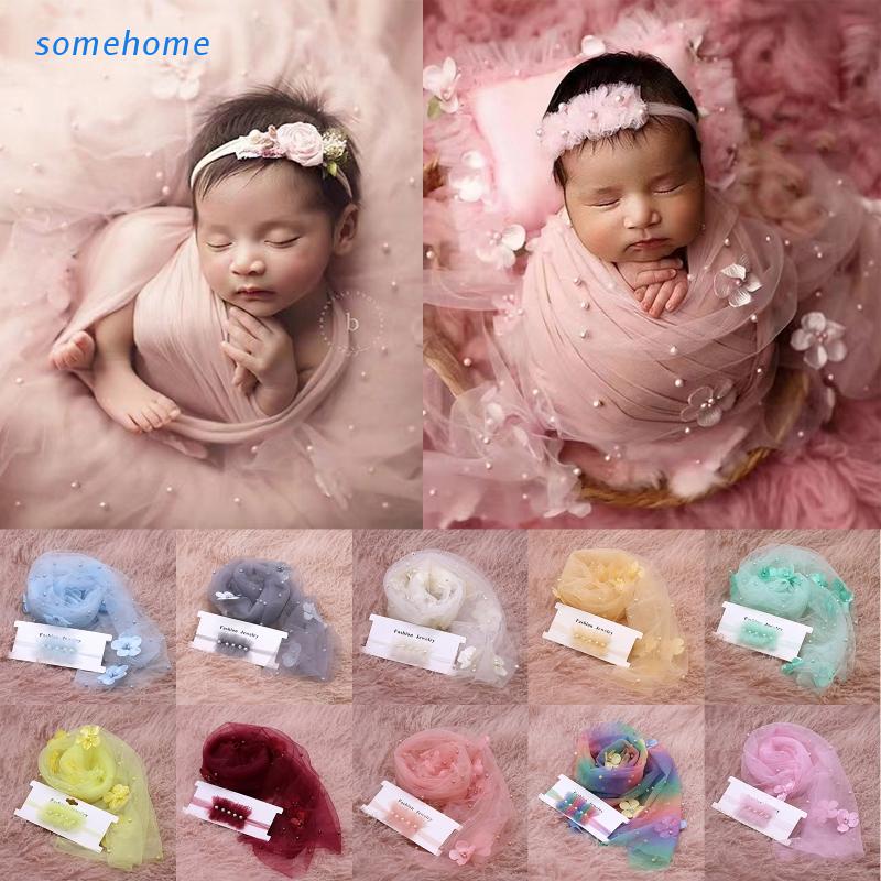 Bộ 2 Phụ Kiện Vải Voan Dài Quấn Em Bé Chụp Ảnh