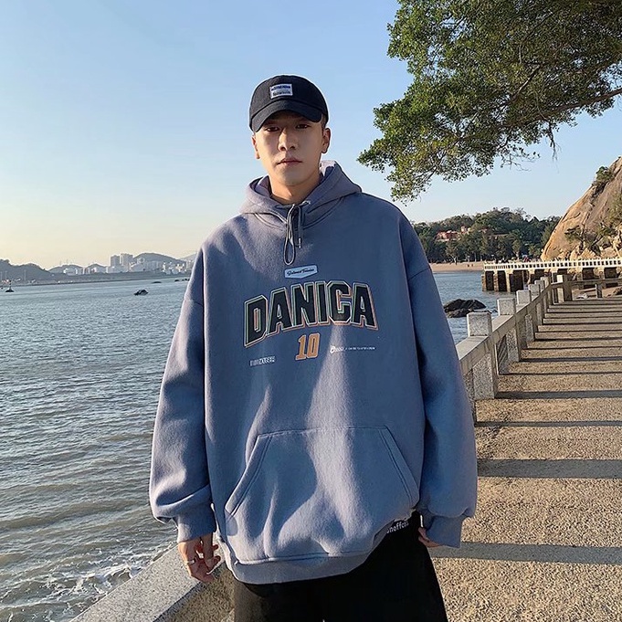 Áo hoodie in họa tiết chữ cái phong cách Hàn Quốc thời trang dành cho cặp đôi