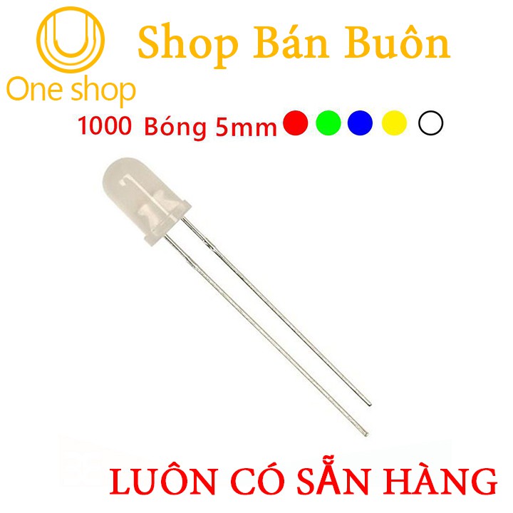 Combo 1000 Led Đục 5mm ( 250 Đỏ, 250 Xanh Lá, 250 Xanh Dương, 250 Trắng)