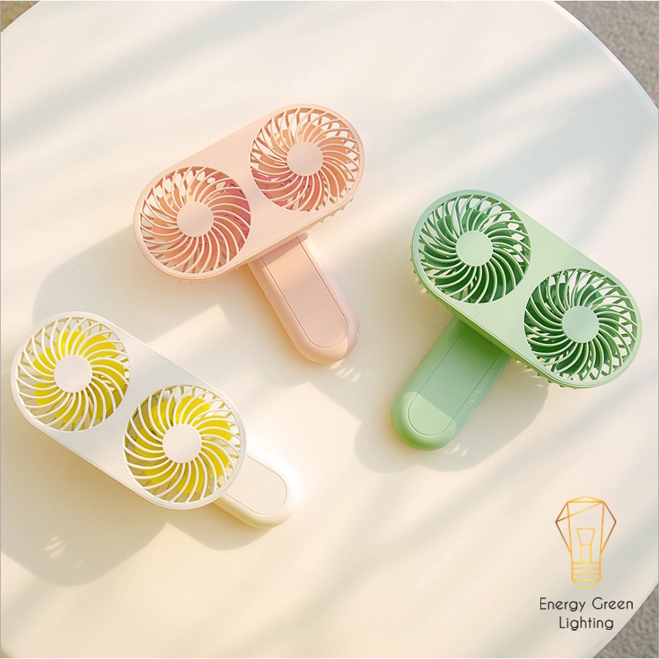 Quạt Mini Cầm Tay Energy Green Lighting RPH-F10 7 Cánh Hình Cây Kem - 2 Lồng Quạt - 3 Tốc Độ gió