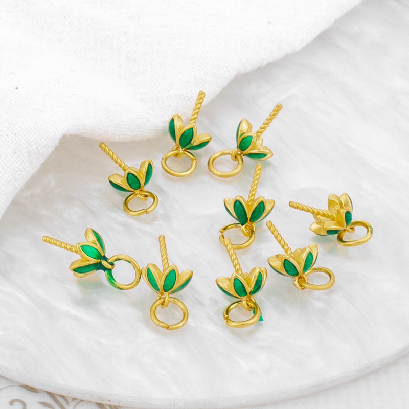 Phụ Kiện Giá Đỡ Đính Hạt Cườm Hình Sừng Cừu Bằng Đồng 14K Cao Cấp 7mm
