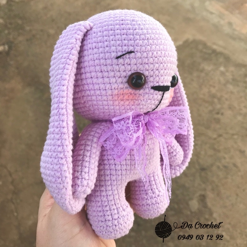 Thỏ Tai Dài Nhồi Bông Bằng Len Cho Bé - Thú Bông Len Handmade Đan Móc Thủ Công Bằng Tay