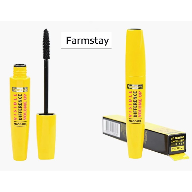 [Đủ Bill] Mascara Hàn Quốc vàng làm dày, dài và đen mi Farmstay Visible Difference Volume Up 12g