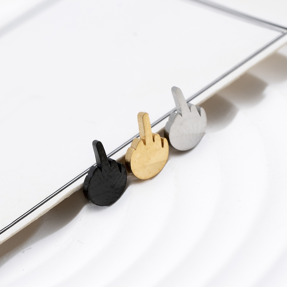 1 đôi bông tai hình ngón tay mini phong cách punk thời trang cho nam và nữ