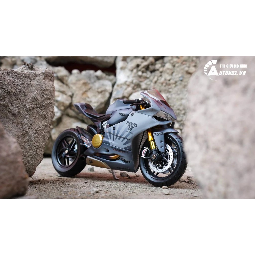 MÔ HÌNH XE ĐỘ DUCATI 1199 PANIGALE S LIBERTY WALK GRAY CUSTOM 1:12 MAISTO D220A