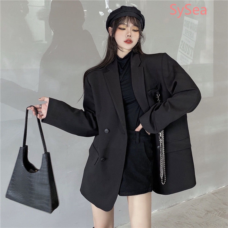 Áo Khoác Blazer Phối Dây Xích Thời Trang Mùa Thu Phong Cách Hàn Quốc Cho Nữ