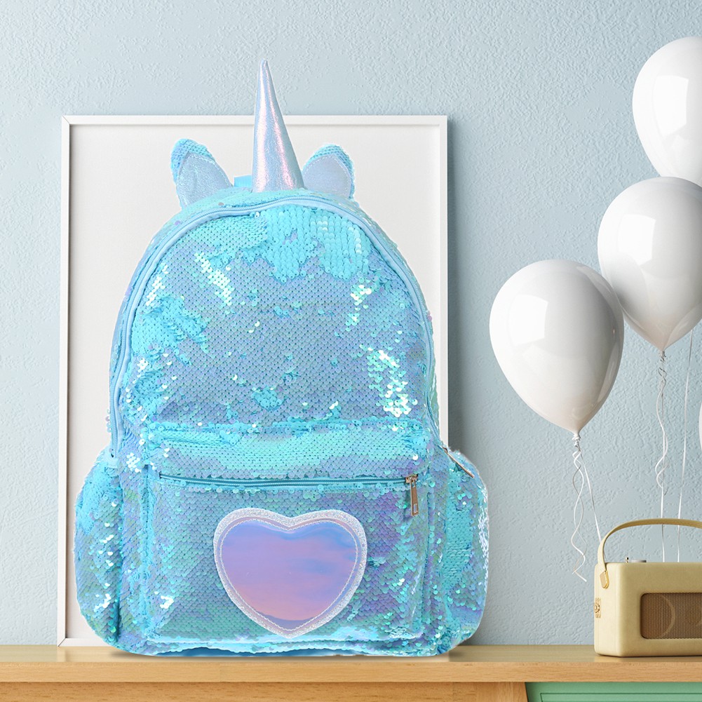 Balo đeo vai họa tiết trái tim đính sequin lấp lánh dễ thương