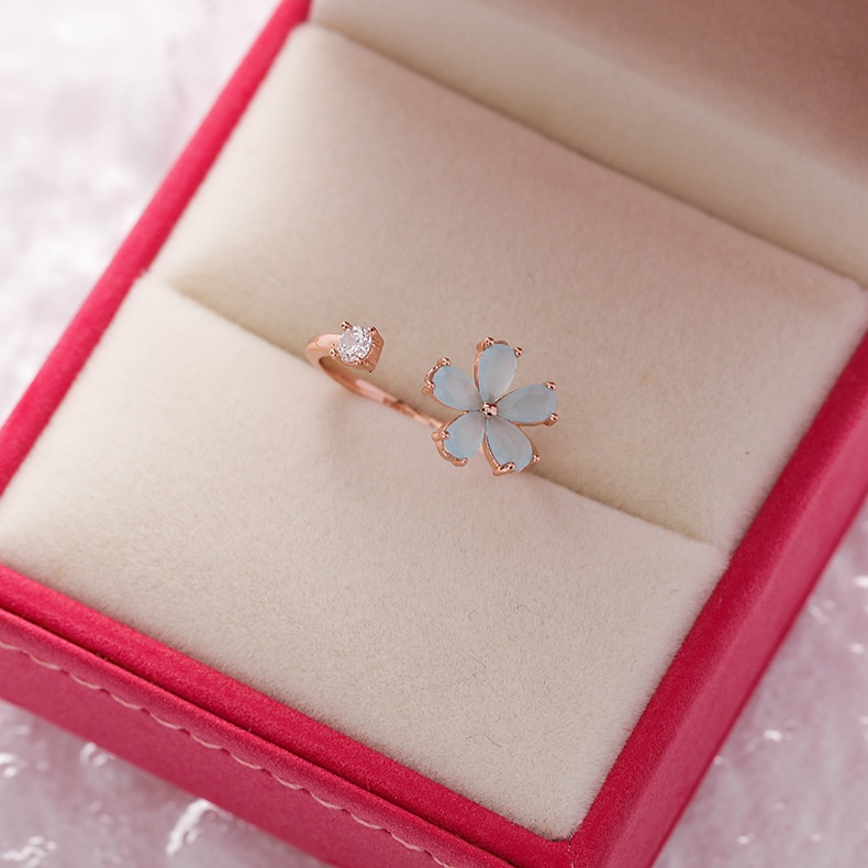 Nhẫn Hở Hai Lớp Đính Đá Zircon Hình Trái Tim Có Thể Điều Chỉnh Phong Cách Hàn Quốc Cho Nữ
