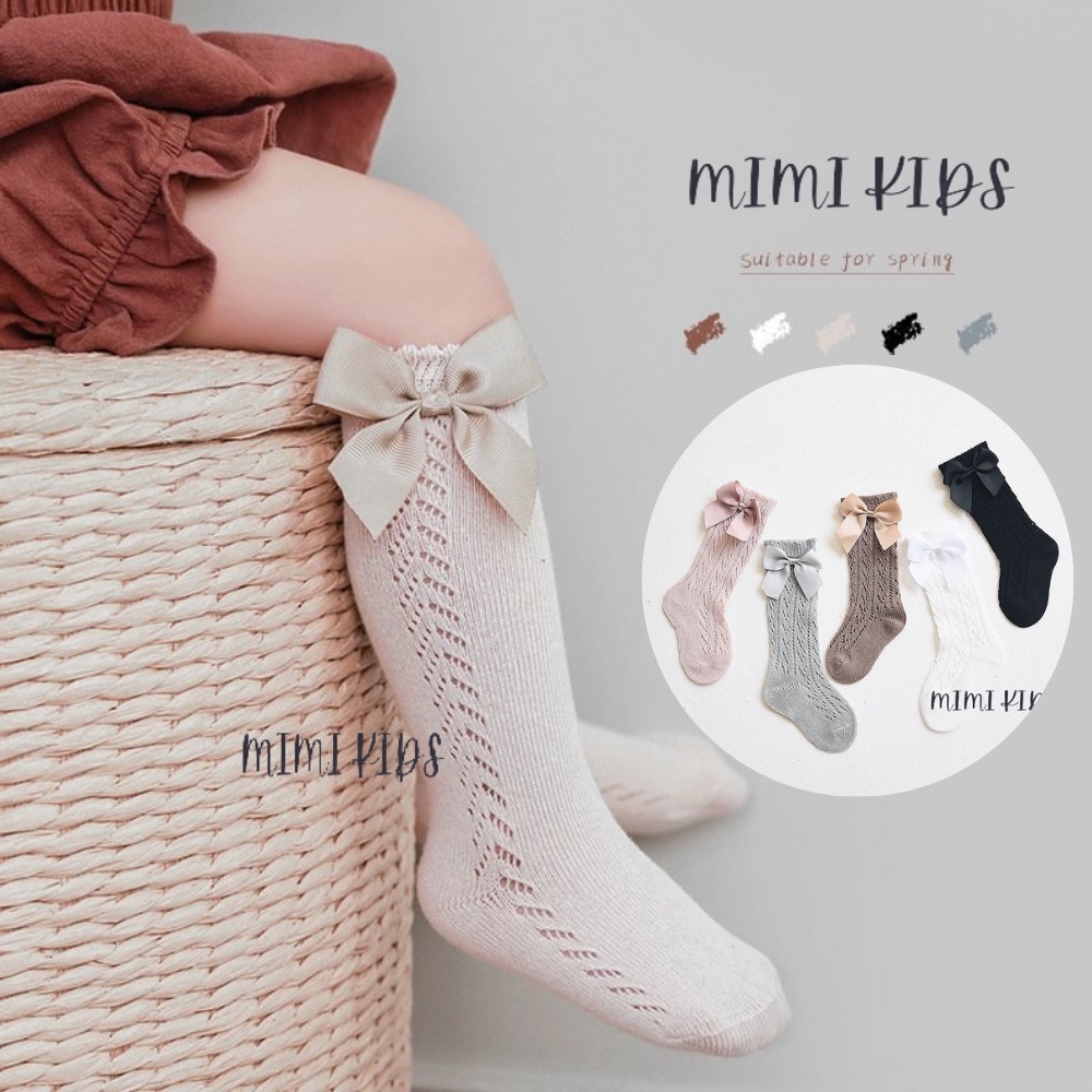 Vớ dài đính nơ cao cấp xinh xắn cho bé gái Mimi Kids T05