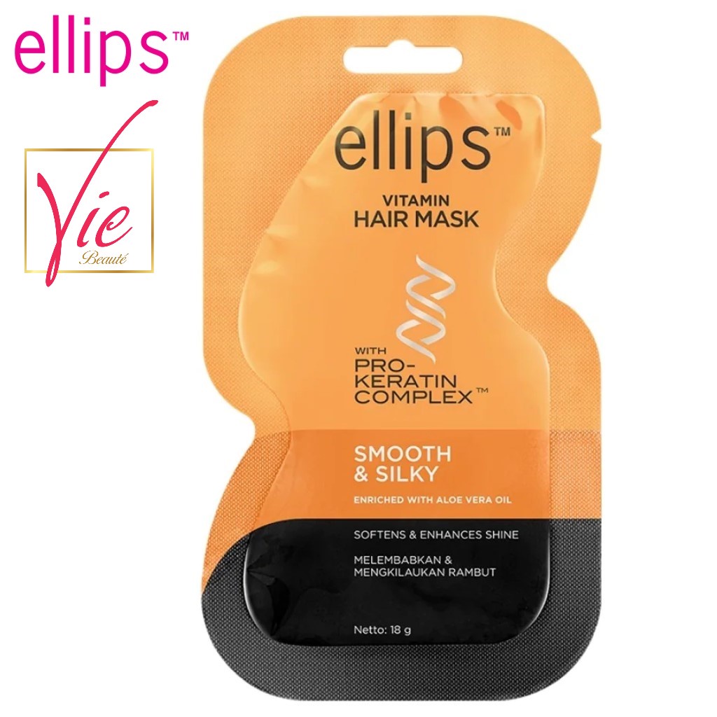 Ủ Tóc Ellips Dạng Kem Vitamin Hair Mask Pro-Keratin Smooth &amp; Silky siêu mềm mượt, óng ả 18g