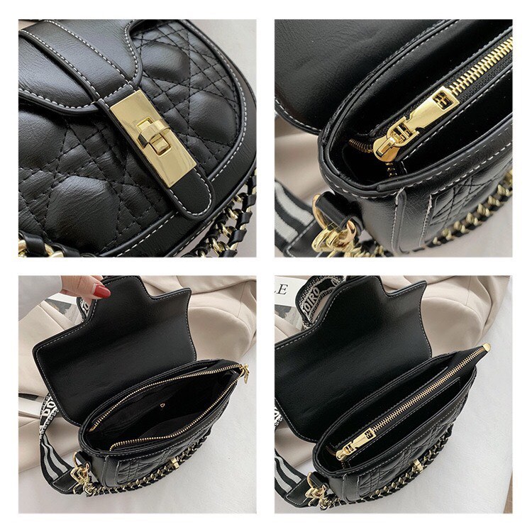 Túi Xách Nữ Bao Tử Thời Trang, Túi Đeo Chéo Da Đẹp, Xích Pha Da Dây Bản To Đeo Chéo 069 - ANTA.BAGS