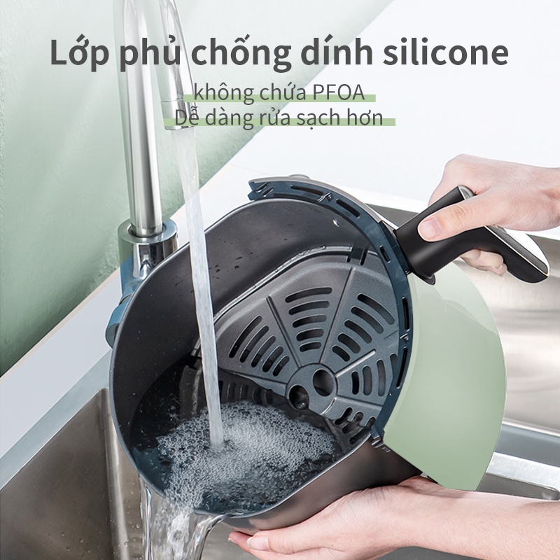 【New Arrival】Nồi chiên không dầu Simplus 5L dung tích lớn chiên nướng đa năng không dầu mỡ Tặng kèm vỉ nướng