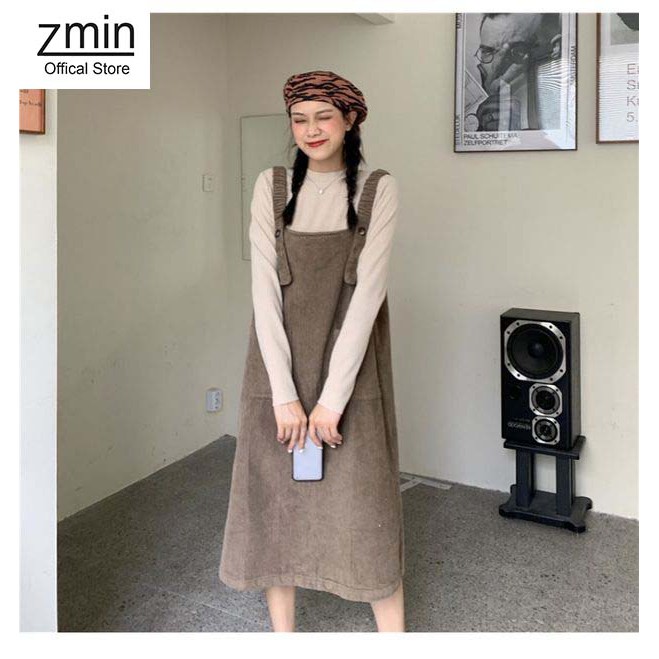 Yếm nhung dáng dài ulzzang, chất liệu nhung tăm-A004