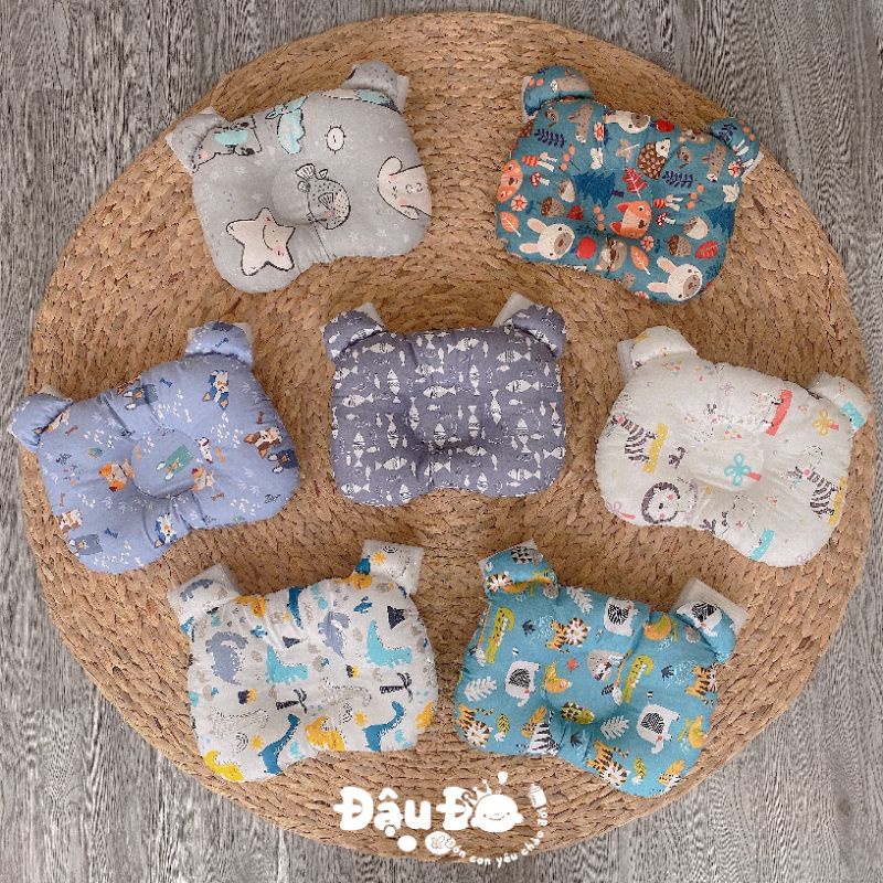 gối đầu gấu chống lõm đầu cho bé cotton