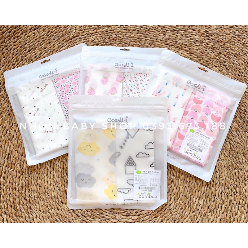 Set 10 khăn xô sữa sợi tre cao cấp nội địa Hàn Quốc - Cordi