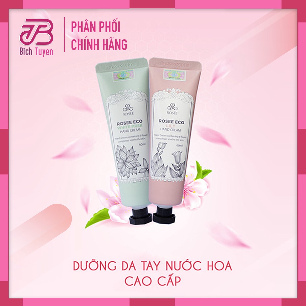 Bộ Kem ROSEE ECO LILY HAND CREAM ( 1 đêm - 1 ngày) Dưỡng Ẩm Và Trắng Da Tay Hương Nước Hoa Cao Cấp Tuýp 60Ml BT Cosmetic
