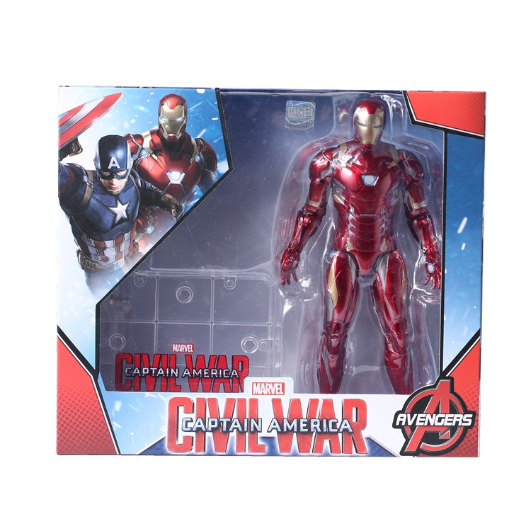 ☂∈SHF Iron Man Toy Hulk Búp bê siêu hành động MK50 Bàn tay dạ quang MK85 Mô hình người nhện