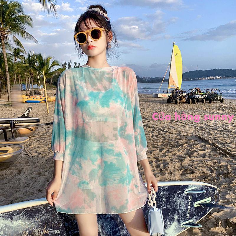 Áo tắm ba mảnh áo tắm nữ áo tắm mới mỏng nữ sinh xẻ tà phong cách hàn quốc ngực nhỏ bảo thủ suối nước nóng | BigBuy360 - bigbuy360.vn